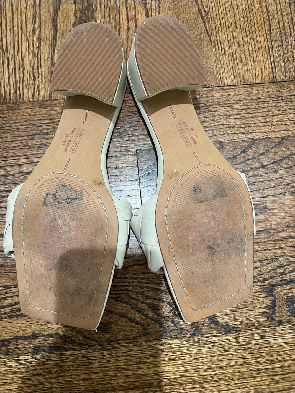 Vince Camuto Cream Woven Square-Toe Block Heel Mules - Picture 5 of 5